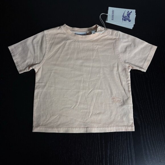 FLAW READ -- NWT BURBERRY Kids Boys 6Y Short Sleeve Logo T-Shirt Pastel Peach